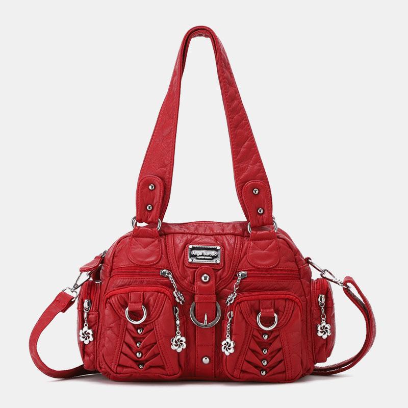 Angel Kiss Damskie Pu Leather Multi-carry Solid Color Moda Casual Torba Na Ramię Torba Przez Ramię Torebka