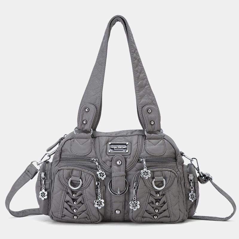 Angel Kiss Damskie Pu Leather Multi-carry Solid Color Moda Casual Torba Na Ramię Torba Przez Ramię Torebka