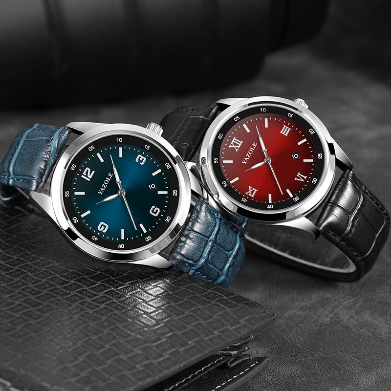 Business Casual Luminous Pointer Z Kalendarzem Dial Pu Leather 3atm Wodoodporny Męski Zegarek Kwarcowy Na Rękę