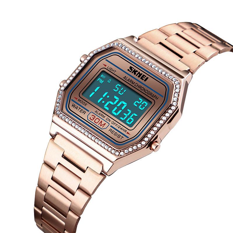 Casual Damskie Watch 3atm Wodoodporny Wyświetlacz El Light Week Moda Digital Watch