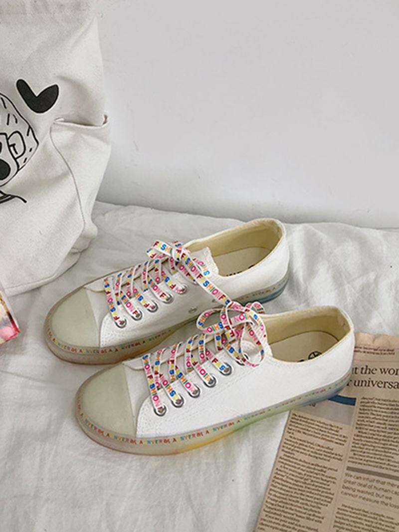 Kobiety Canvas Low Top Rainbow Sole Casual Student Flats