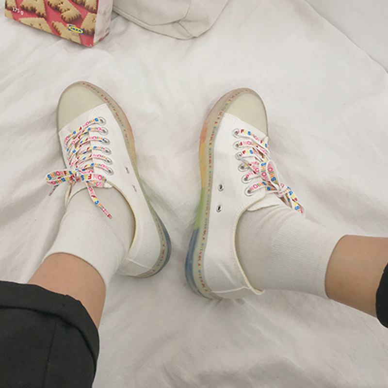 Kobiety Canvas Low Top Rainbow Sole Casual Student Flats