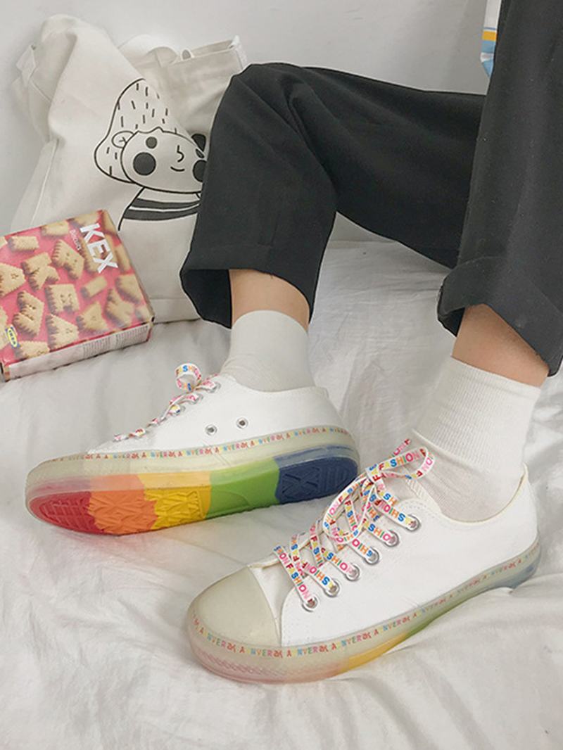 Kobiety Canvas Low Top Rainbow Sole Casual Student Flats