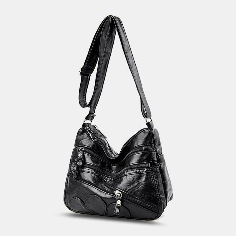 Kobiety Pu Leather Duża Pojemność Multi-pocket Anti-theft Retro Casual Torby Crossbody Torba Na Ramię