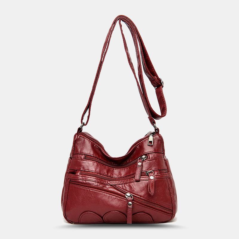 Kobiety Pu Leather Duża Pojemność Multi-pocket Anti-theft Retro Casual Torby Crossbody Torba Na Ramię