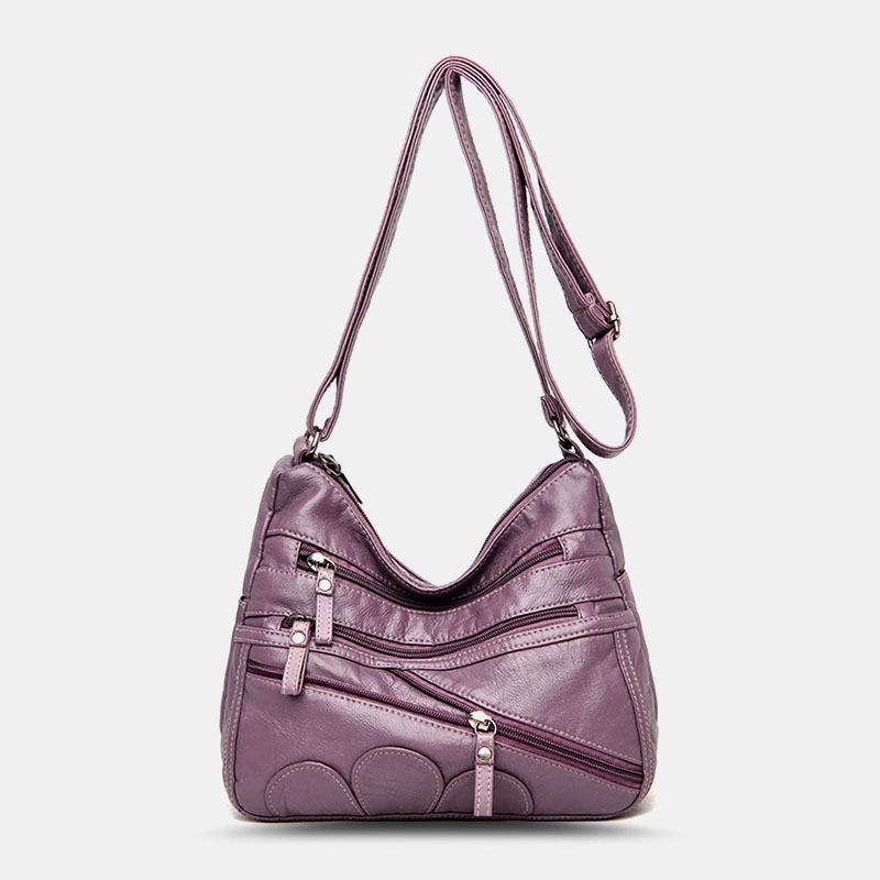 Kobiety Pu Leather Duża Pojemność Multi-pocket Anti-theft Retro Casual Torby Crossbody Torba Na Ramię