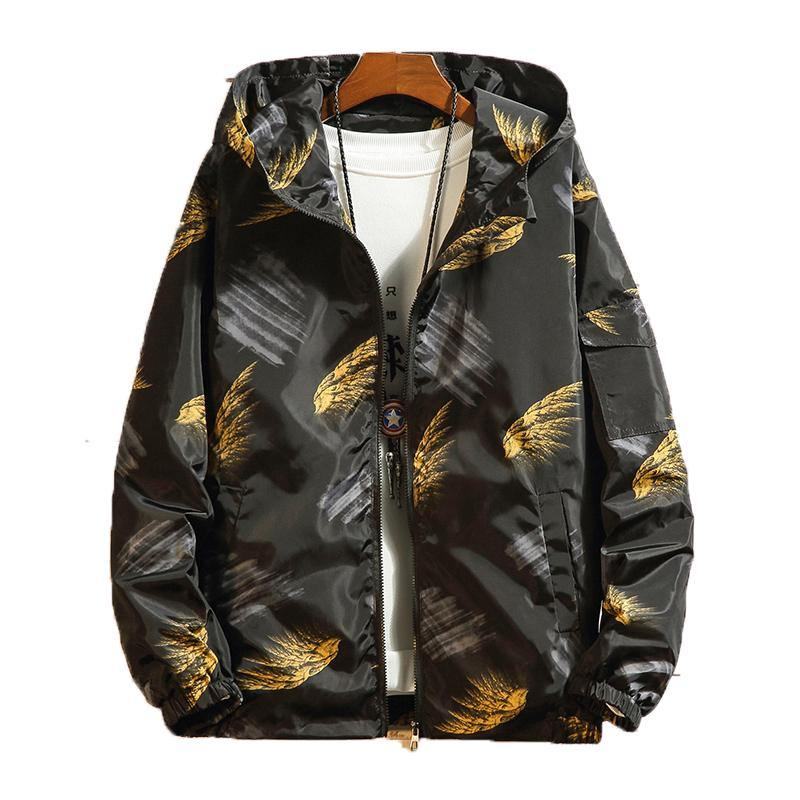 Kurtki Męska Kurtka Z Kapturem Moda Hip Hop Streetwear Bomber Jacket Mężczyzna College Student Wiatrówka Męski Płaszcz