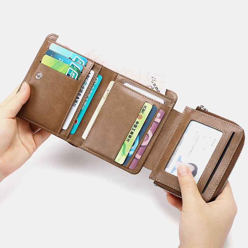 Męskie Retro Zipper Wallet Holder Posiadacz Karty Worek Na Monety