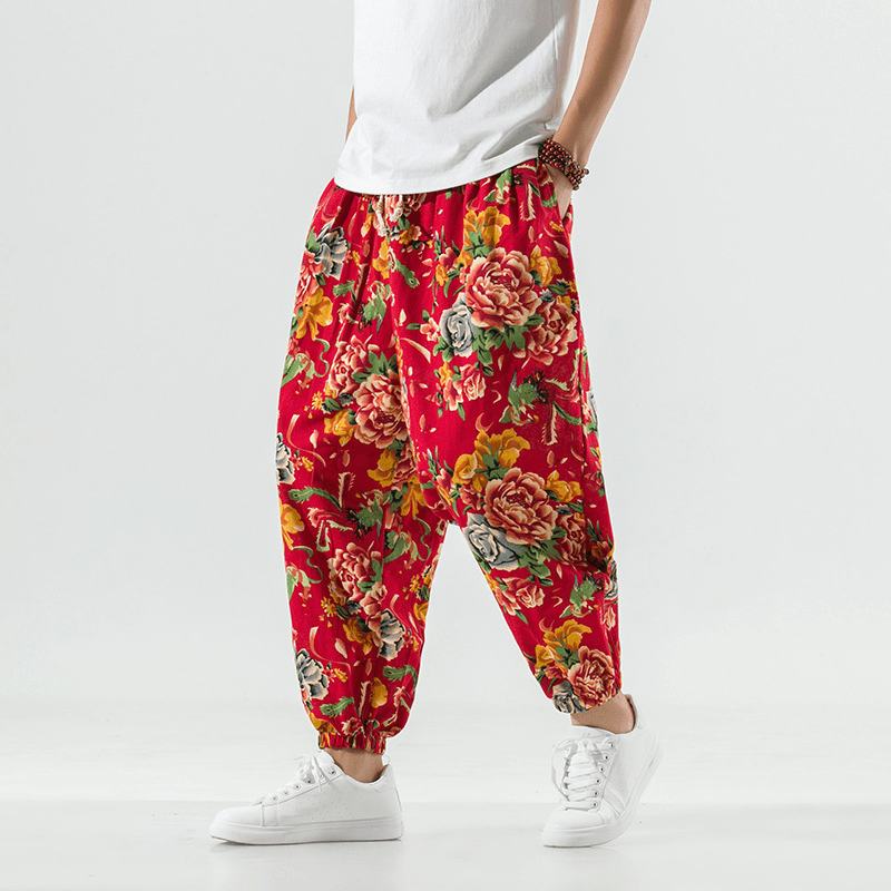 Oddychające Bawełniane I Lniane Spodnie Typu Casual Plus Size Harem Pants