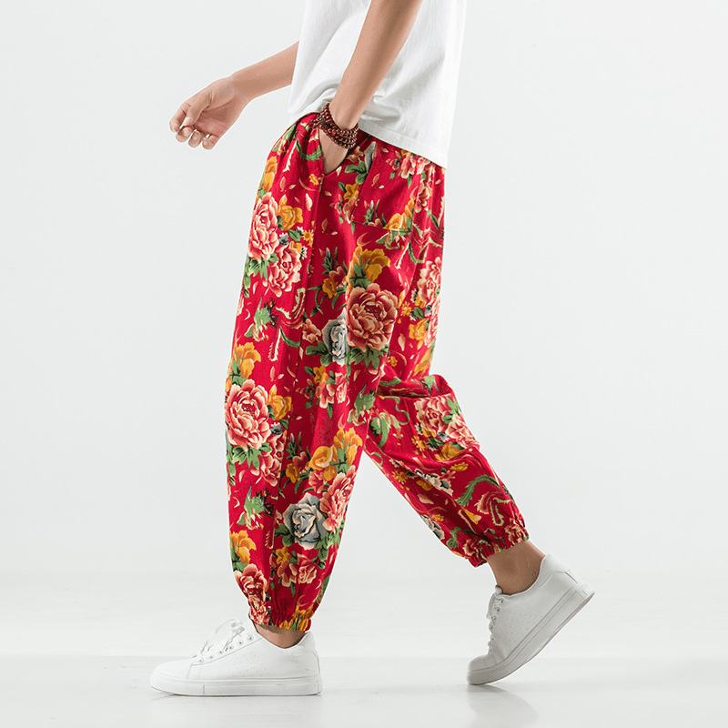 Oddychające Bawełniane I Lniane Spodnie Typu Casual Plus Size Harem Pants