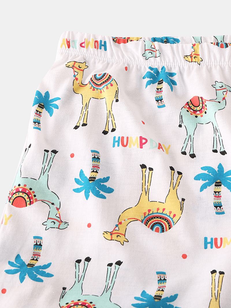 Plus Size Damskie Funny Cartoon Animal Alpaca Drukowanie Short Sleeve Softies Home Piżama Set