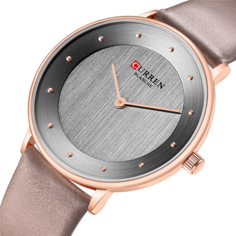 Ultra Thin Dial Case Casual Style Zegarek Kwarcowy Skórzany Pasek Business Damskie Watch