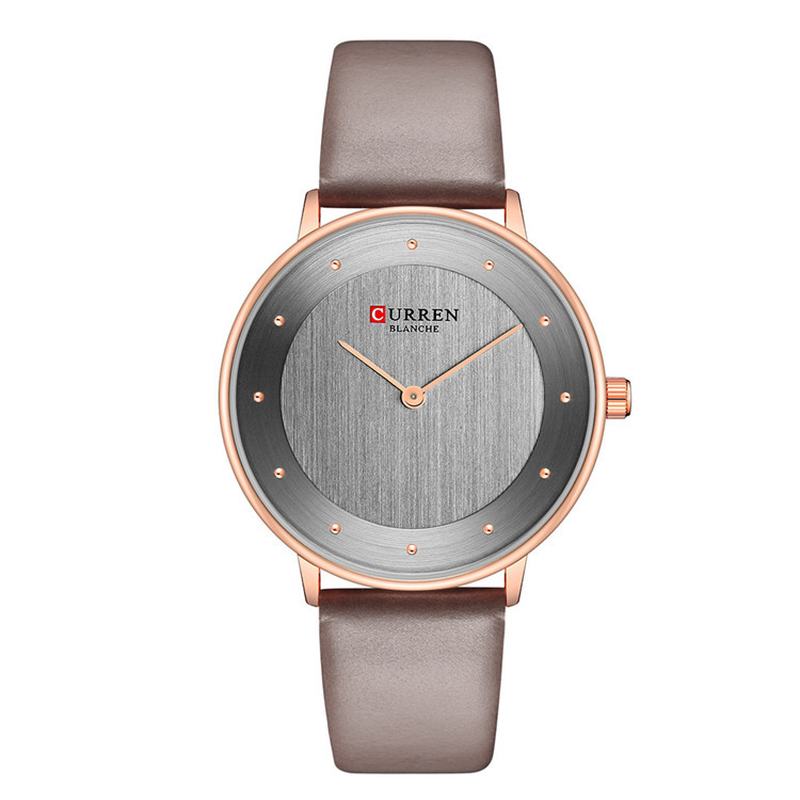 Ultra Thin Dial Case Casual Style Zegarek Kwarcowy Skórzany Pasek Business Damskie Watch