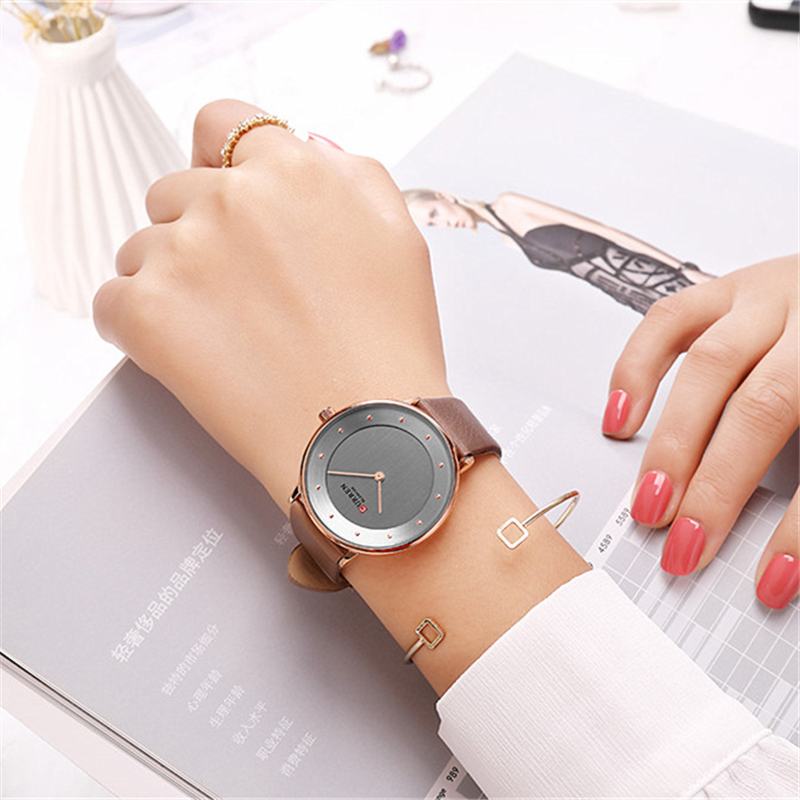 Ultra Thin Dial Case Casual Style Zegarek Kwarcowy Skórzany Pasek Business Damskie Watch