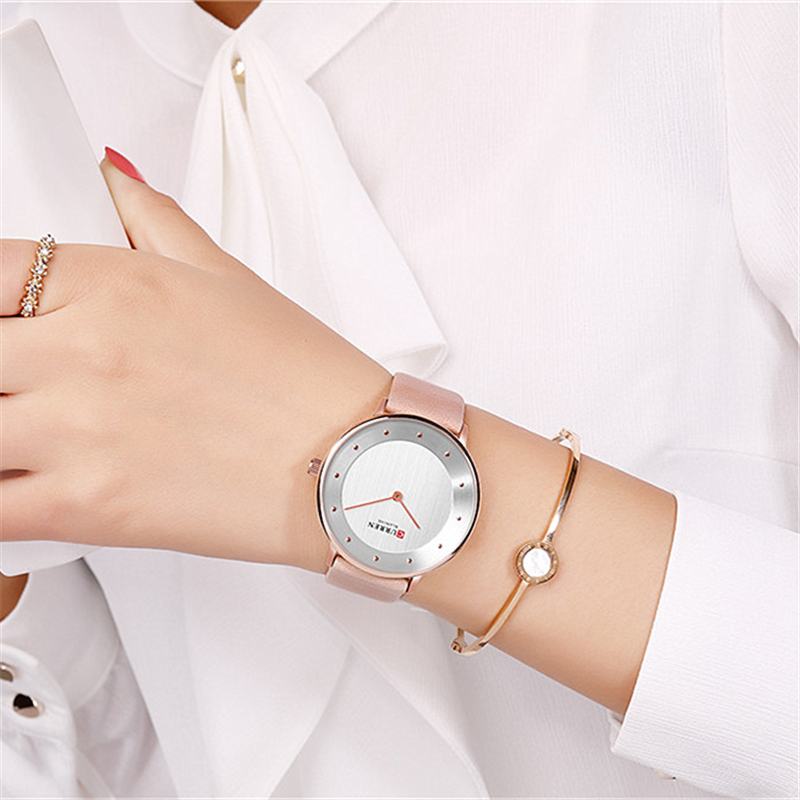 Ultra Thin Dial Case Casual Style Zegarek Kwarcowy Skórzany Pasek Business Damskie Watch